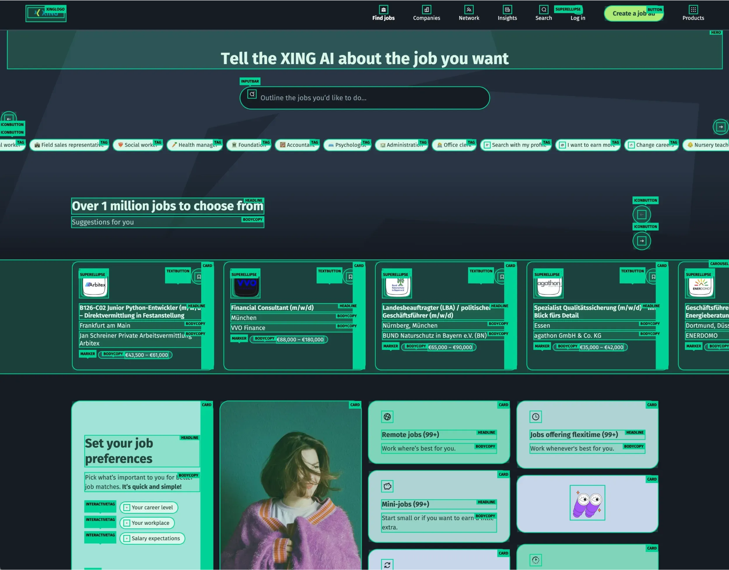 XING Design System Chrome Extension in use